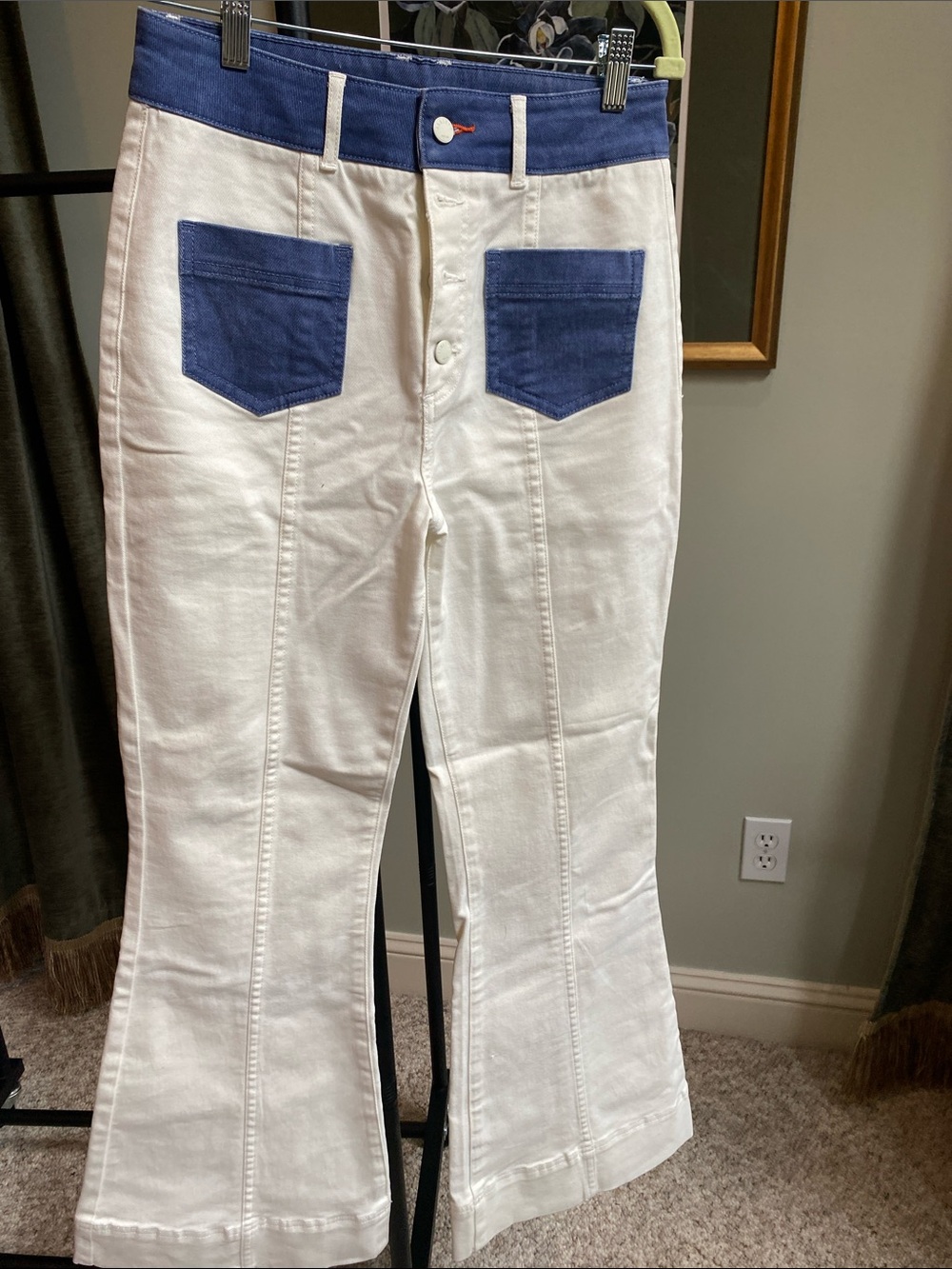 Faherty Two-Tone White and denim Contrast Jeans